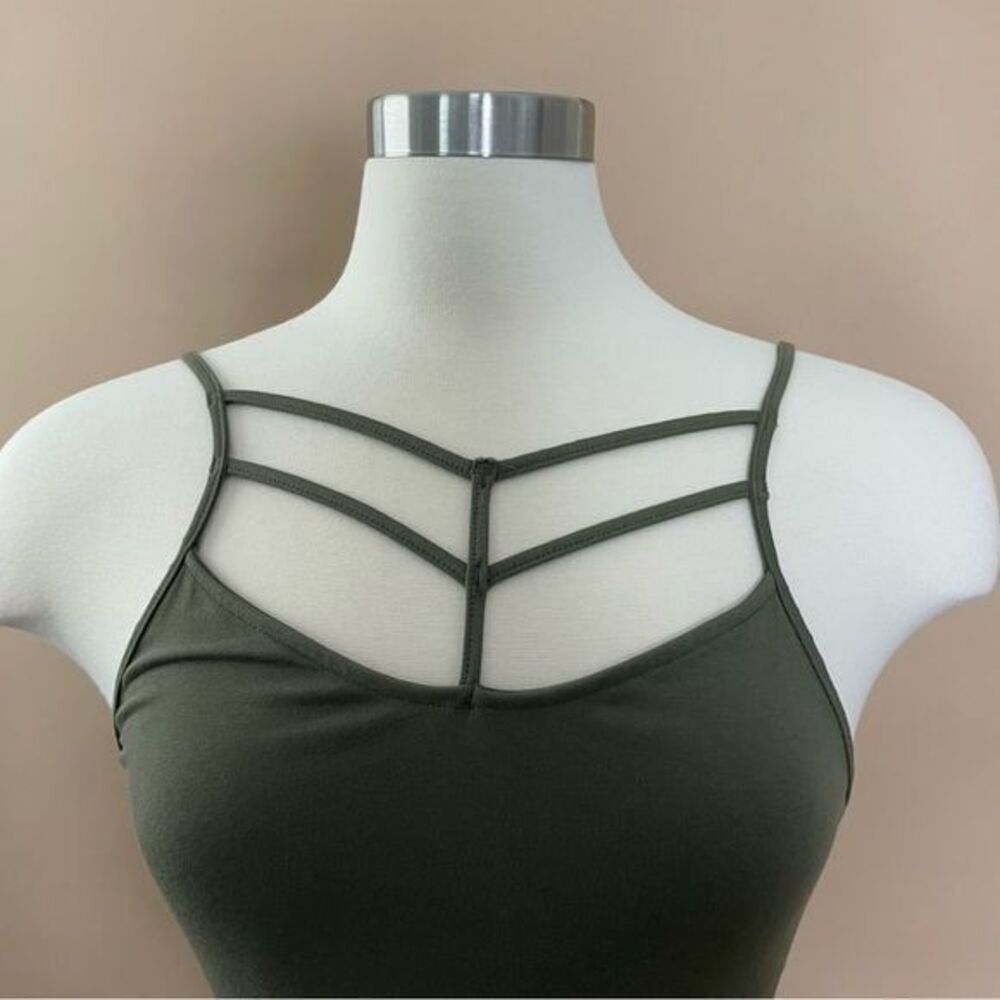 Express Olive Green Strappy Fit & Flare Skater Dress Size Small NWT - Picture 4 of 8